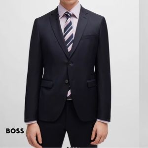 Hugo Boss| Guabello Super 120 Virgin Wool Navy Blue| US 36R